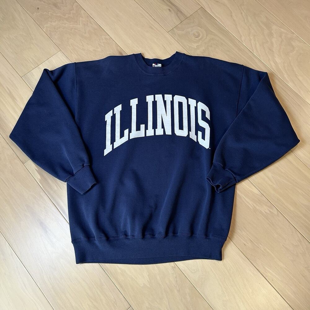 Vintage Champion Crew Sweatshirt Long Sleeve Illinois Size XL